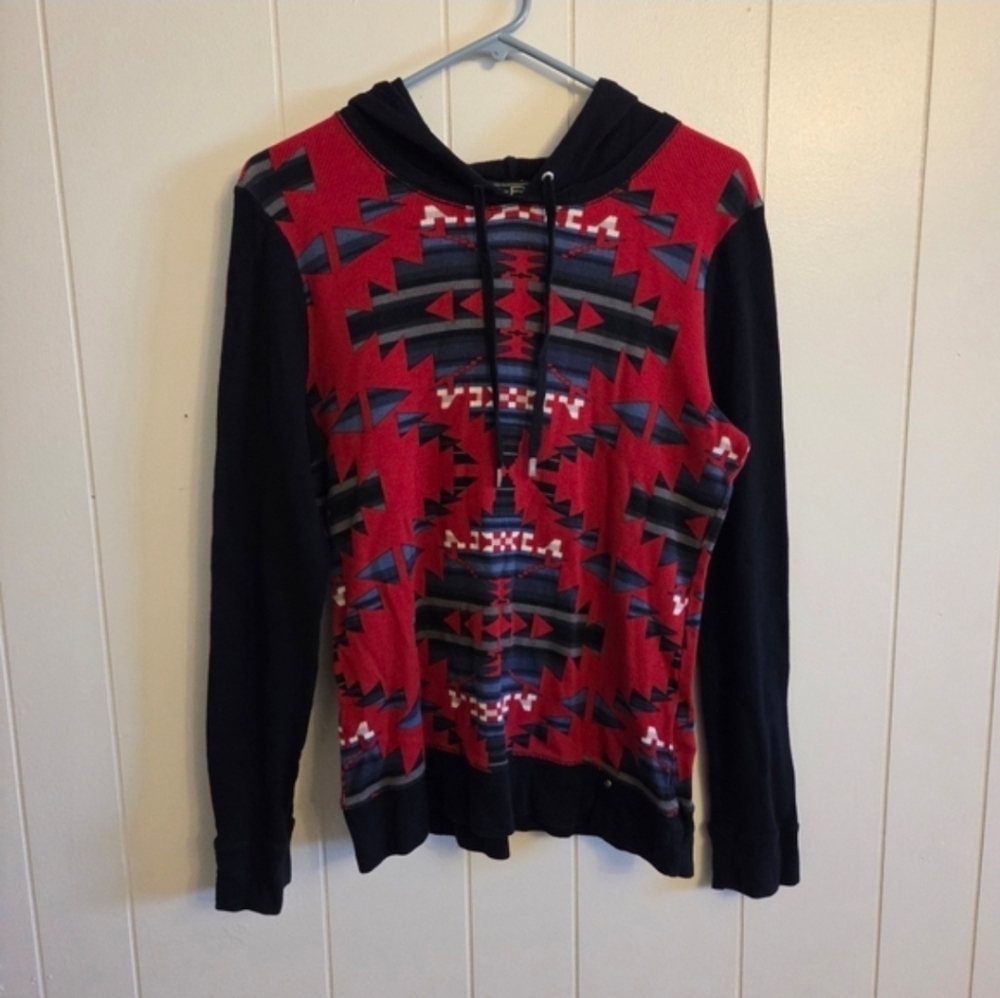 Ralph Lauren Active Large Hooded Thermal Top Red Aztec Southwest Waffle